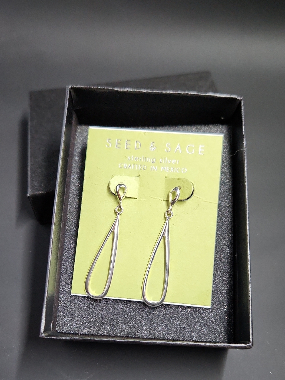Sterling Silver Teardrop Hoop Drop Earrings - Sterling Silver